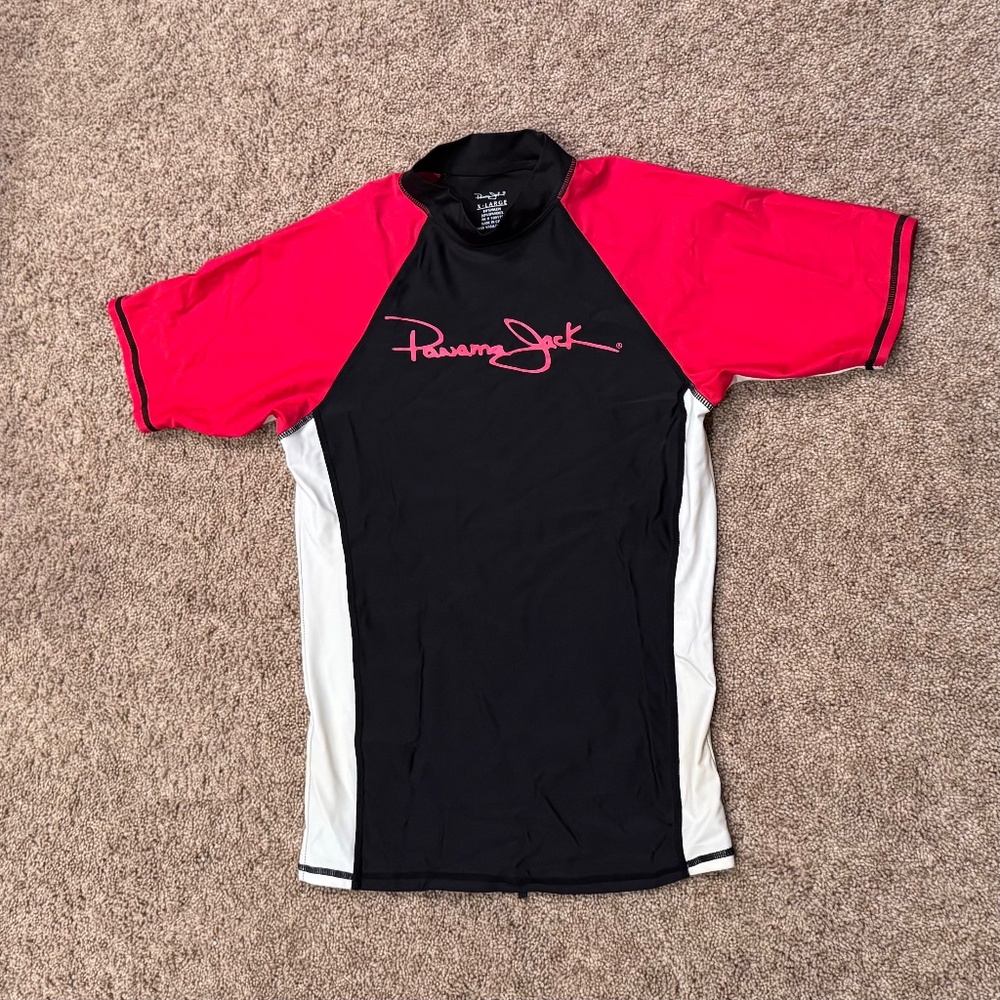 ❤️❤️ 3/$25 Youth Panama Jack XL swim shirt short sleeve red